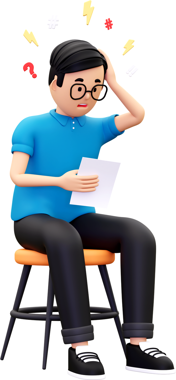 3d Man having stress due to work illustration